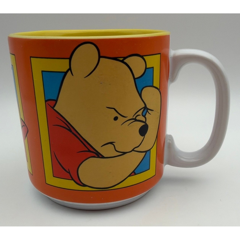 Disney Winnie the Pooh Many Moods Ceramic Coffee Mug Orange Yellow F625